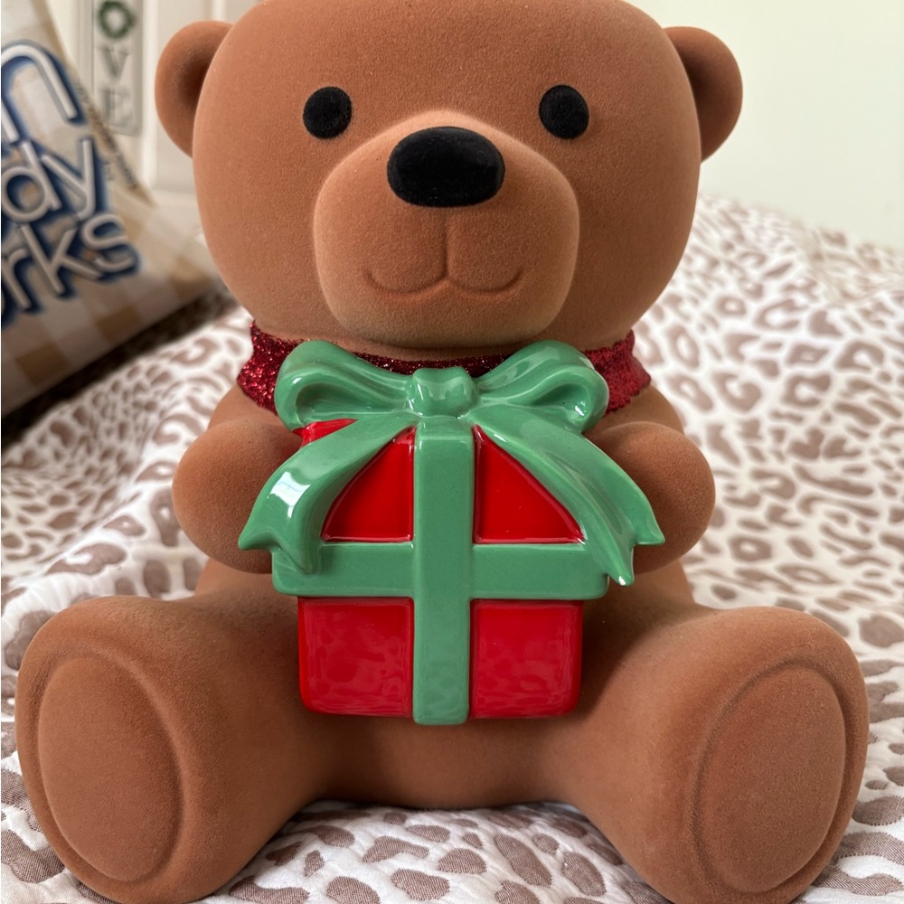Bath & Body Works Holiday Brown Teddy Bear with Red Gift